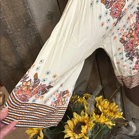 Free People Mix and Match Blouse Tea Combo Crop Boho Festival Top Long Sleeve - Picture 4 of 10